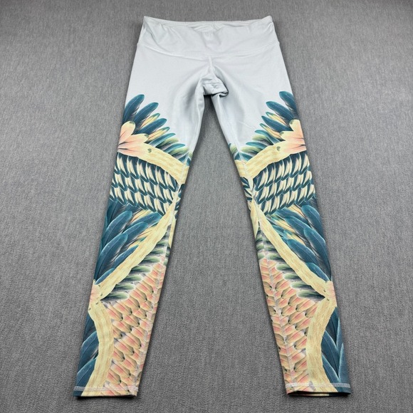 Aloha Island Pants - Alo Yoga Leggings Women Small Green Gypset Goddess Airbrush 29" Tropical Feather